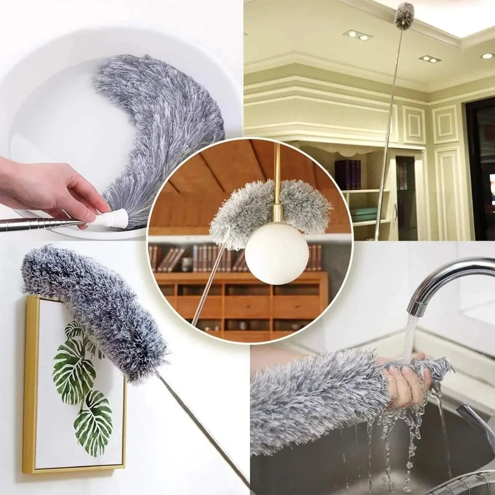 Flexible Microfiber Grey Duster Kit | Extendable Pole